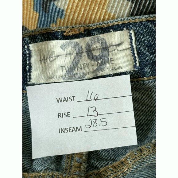 We The Free FP Patchwork Jeans Women’s 29 High Rise Corduroy Trim Boho Western - Picture 2 of 15